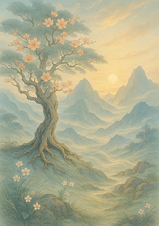Xieyi・The Rootless Tree:100 Verses-Verse 33#290– Daoist-inspired Xieyi painting artwork