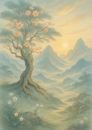 Xieyi・The Rootless Tree:100 Verses-Verse 33#290– Daoist-inspired Xieyi painting artwork