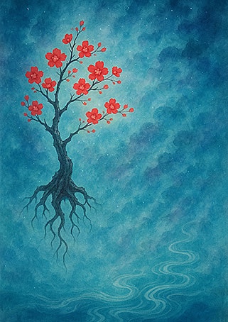 Xieyi・The Rootless Tree:100 Verses-Verse 43#319– Daoist-inspired Xieyi painting artwork
