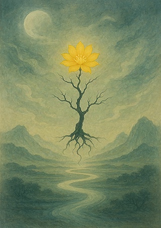 Xieyi・The Rootless Tree:100 Verses-Verse 44#440– Daoist-inspired Xieyi painting artwork