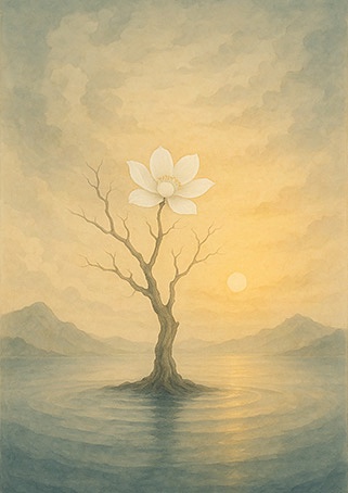 写意画・無根樹100首-第46首#430– 道(タオ）の哲理詩に基づく写意画アート作品