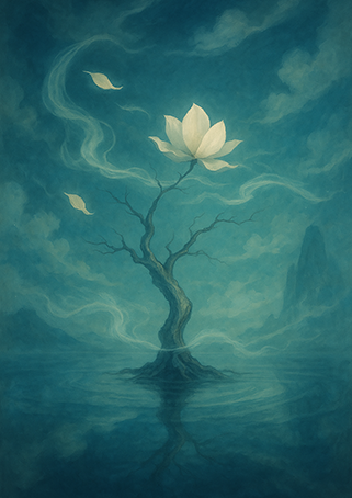 Xieyi・The Rootless Tree:100 Verses-Verse 51#344– Daoist-inspired Xieyi painting artwork