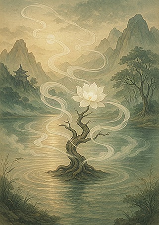 Xieyi・The Rootless Tree:100 Verses-Verse 58#366– Daoist-inspired Xieyi painting artwork