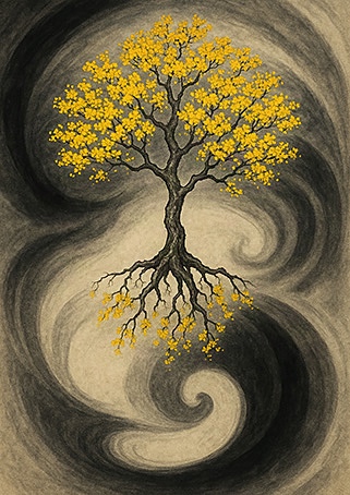 写意画・無根樹100首-第67首#456– 道(タオ）の哲理詩に基づく写意画アート作品