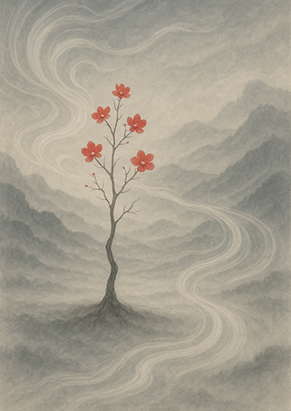Xieyi・The Rootless Tree:100 Verses-Verse 69#325– Daoist-inspired Xieyi painting artwork