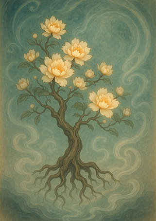 Xieyi・The Rootless Tree:100 Verses-Verse 71#387– Daoist-inspired Xieyi painting artwork