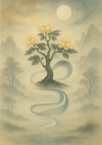Xieyi・The Rootless Tree:100 Verses-Verse 74#294– Daoist-inspired Xieyi painting artwork