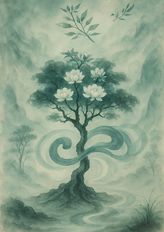 Xieyi・The Rootless Tree:100 Verses-Verse 74#306– Daoist-inspired Xieyi painting artwork