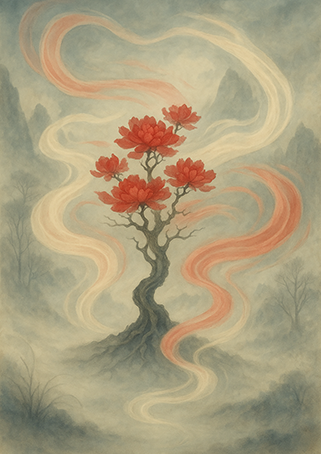 Xieyi・The Rootless Tree:100 Verses-Verse 77#362– Daoist-inspired Xieyi painting artwork