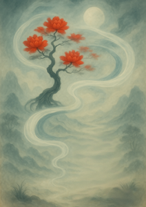 Xieyi・The Rootless Tree:100 Verses-Verse 77#422– Daoist-inspired Xieyi painting artwork