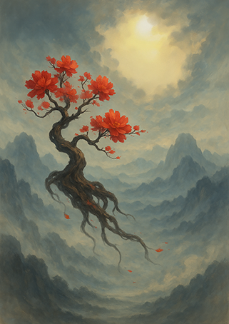 Xieyi・The Rootless Tree:100 Verses-Verse 87#421– Daoist-inspired Xieyi painting artwork