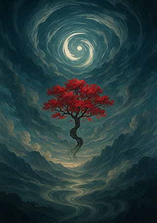 Xieyi・The Rootless Tree:100 Verses-Outer Verse 12#296– Daoist-inspired Xieyi painting artwork